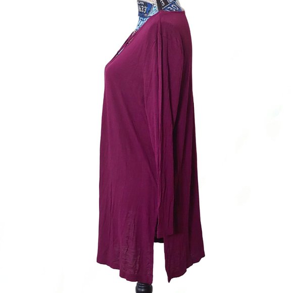 Old Navy Cross Necked Magenta Tunic with Slits - Picture 3 of 9